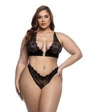 Fever Dream Chantilly Eyelash Lace and Stretch Satin Bralette w/Thong - Black SM