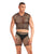 Rainbow Party Net-Bula Large Mesh Long Brief 3 pc Set w/Thong - Black L/XL
