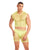 Rainbow Party Net-Bula Large Mesh Long Brief 3 pc Set w/Thong - Yellow S/M
