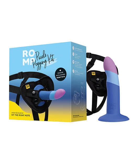 ROMP Piccolo 3 Color 5.5' Dildo Pegging Kit - Blue