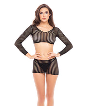 Rene Rofe Crochet Net Bodystocking Black O/S