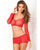 Rene Rofe Crochet Net Bodystocking Red O/S