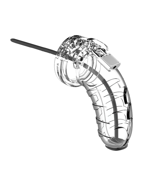 Shots Man Cage 4.5' w/Silicone Urethral Sounding - Clear