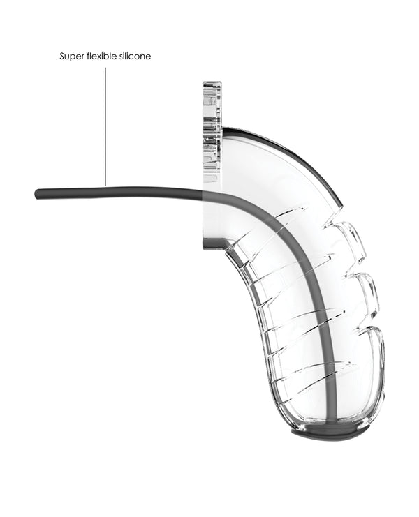 Shots Man Cage 4.5' w/Silicone Urethral Sounding - Clear