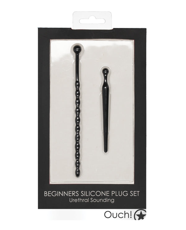 Shots Ouch Urethral Sounding Beginner's Silicone Plug Set - Black