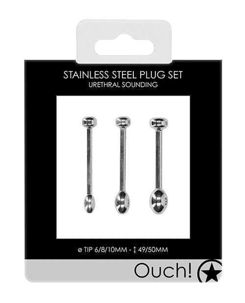 Shots Ouch Urethral Sounding Metal Plug Set - 49/50 mm