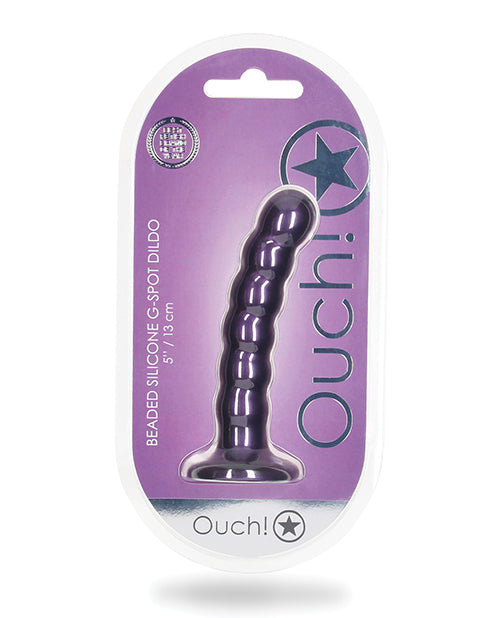 Shots Ouch 5' Beaded G-Spot Dildo - Metallic Purple
