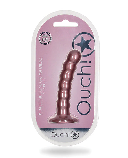 Shots Ouch 5' Beaded G-Spot Dildo - Rose Gold