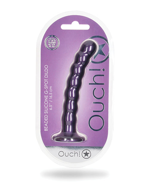 Shots Ouch 6.5' Beaded G-Spot Dildo - Metallic Purple
