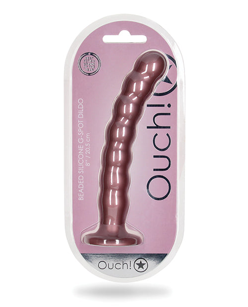 Shots Ouch 8' Beaded G-Spot Dildo - Rose Gold