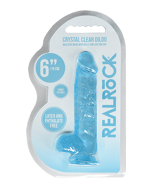 Shots RealRock Realistic Crystal Clear 6' Dildo w/Balls - Blue