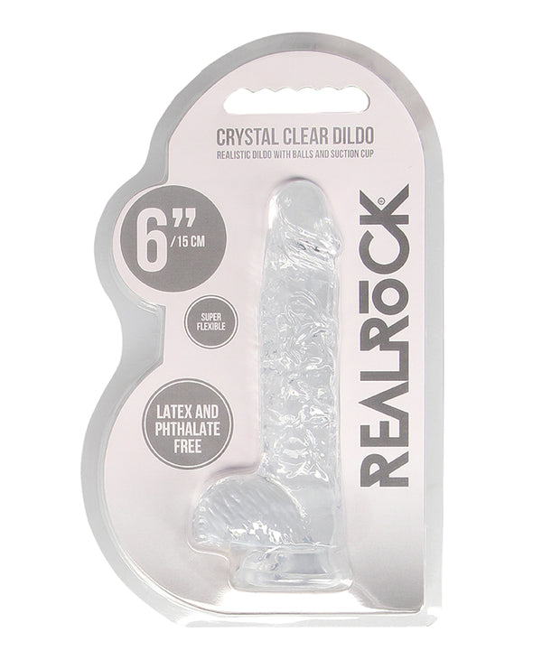 Shots RealRock Realistic Crystal Clear 6' Dildo w/Balls - Transparent Clear