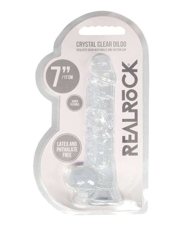 Shots RealRock Realistic Crystal Clear 7' Dildo w/Balls - Transparent Clear