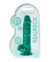 Shots RealRock Realistic Crystal Clear 7' Dildo w/Balls - Turquoise
