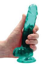 Shots RealRock Realistic Crystal Clear 7' Dildo w/Balls - Turquoise