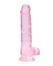 Shots RealRock Realistic Crystal Clear 8' Dildo w/Balls - Pink