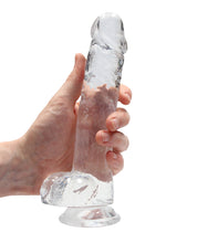 Shots RealRock Realistic Crystal Clear 8' Dildo w/Balls - Transparent Clear