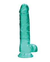 Shots RealRock Realistic Crystal Clear 8' Dildo w/Balls - Turquoise