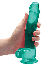 Shots RealRock Realistic Crystal Clear 8' Dildo w/Balls - Turquoise