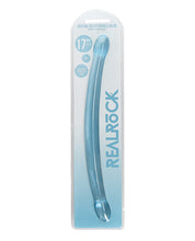 Shots RealRock Crystal Clear 17' Double Dildo - Blue