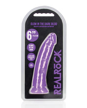 Shots RealRock 6' Slim Dildo Glow in the Dark - Neon Purple
