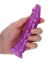 Shots RealRock 6" Slim Dildo Glow in the Dark - Neon Purple