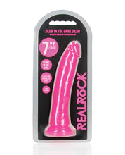 Shots RealRock 7' Slim Dildo Glow in the Dark - Neon Pink