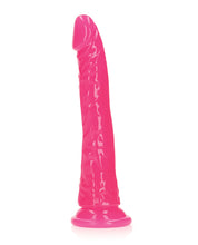 Shots RealRock 7' Slim Dildo Glow in the Dark - Neon Pink