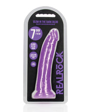 Shots RealRock 7' Slim Dildo Glow in the Dark - Neon Purple