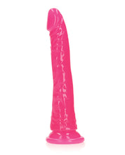 Shots RealRock 8' Slim Dildo Glow in the Dark - Neon Pink