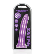 Shots RealRock 8' Slim Dildo Glow in the Dark - Neon Purple