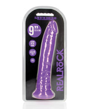 Shots RealRock 9' Slim Dildo Glow in the Dark - Neon Purple
