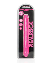Shots RealRock 12' Double Dong Glow in the Dark - Neon Pink