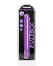 Shots RealRock 12' Double Dong Glow in the Dark - Neon Purple