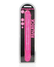 Shots RealRock 15' Double Dong Glow in the Dark - Neon Pink