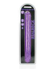 Shots RealRock 15' Double Dong Glow in the Dark - Neon Purple