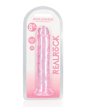 Shots RealRock Crystal Clear 8' Straight Dildo w/Suction Cup - Pink