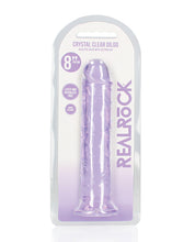 Shots RealRock Crystal Clear 8' Straight Dildo w/Suction Cup - Purple