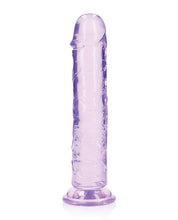 Shots RealRock Crystal Clear 8' Straight Dildo w/Suction Cup - Purple