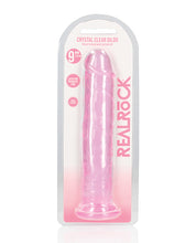 Shots RealRock Crystal Clear 9' Straight Dildo w/Suction Cup - Pink