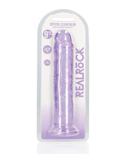Shots RealRock Crystal Clear 9' Straight Dildo w/Suction Cup - Purple
