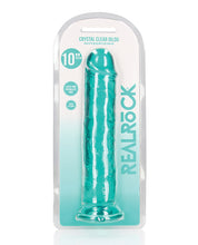 Shots RealRock Realistic Crystal Clear 10' Straight Dildo - Turquoise