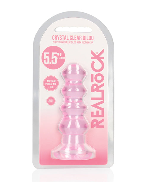 Shots RealRock Crystal Clear 5.5' Curvy Dildo/Butt Plug - Pink