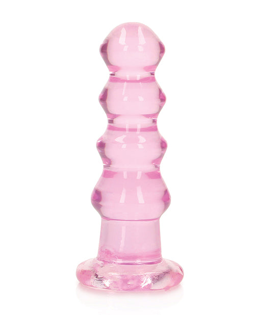 Shots RealRock Crystal Clear 5.5' Curvy Dildo/Butt Plug - Pink