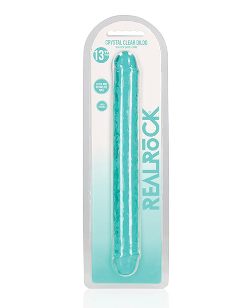 Shots RealRock Crystal Clear 13' Double Dildo - Turquoise