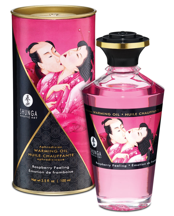 Shunga Warming Oil - 3.5 oz Raspberry Feeling