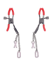 Sex & Mischief Ex's & Oh's Nipple Clamps - Red/Black