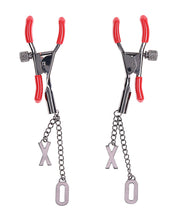 Sex & Mischief Ex's & Oh's Nipple Clamps - Red/Black