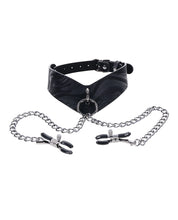 Sportsheets Velvet Noir Collar & Removable Clamps - Black