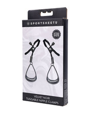 Sportsheets Velvet Noir Tuggable Nipple Clamps - Black